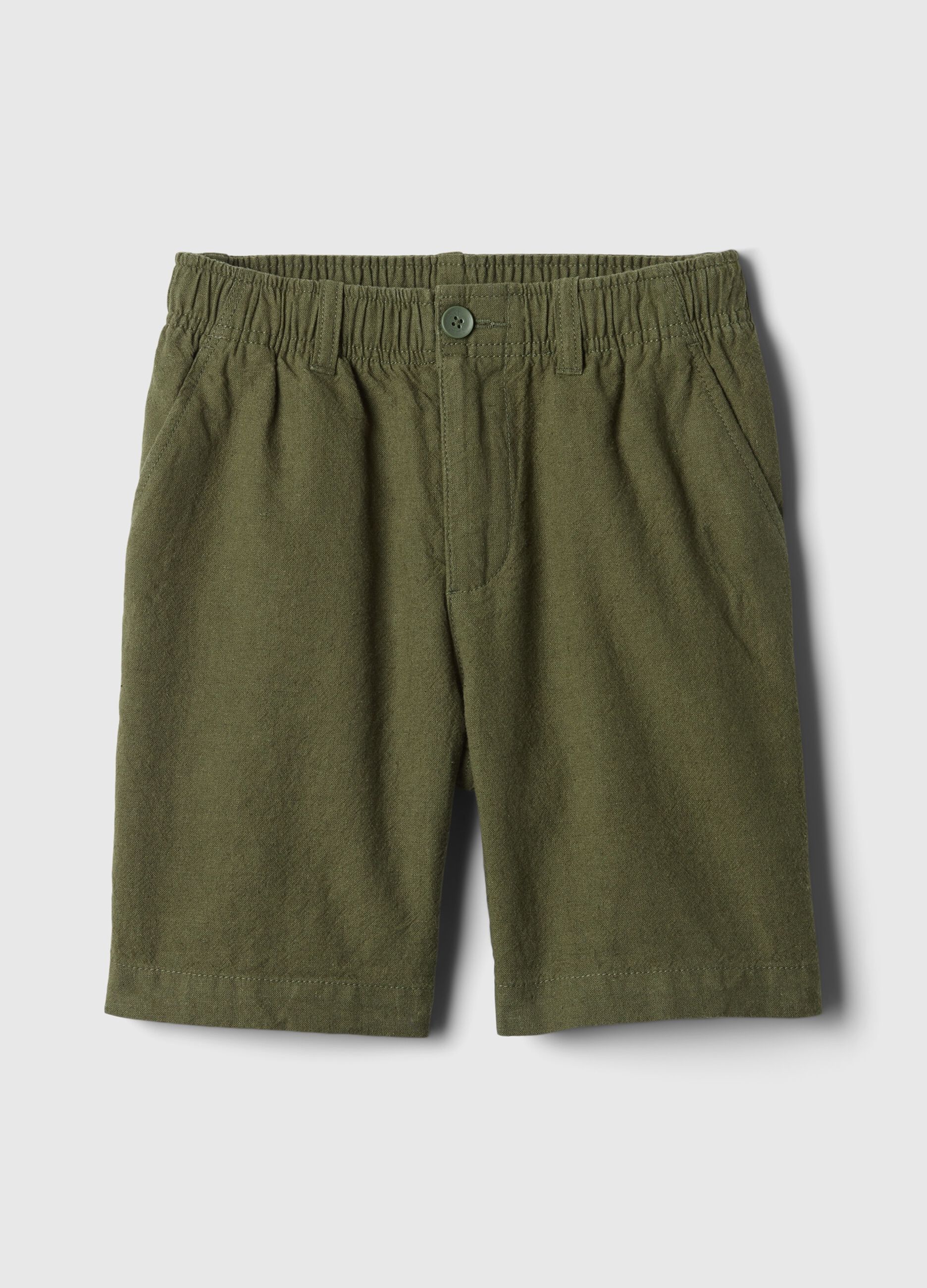 Bermuda in lino e viscosa con vita stretch_3