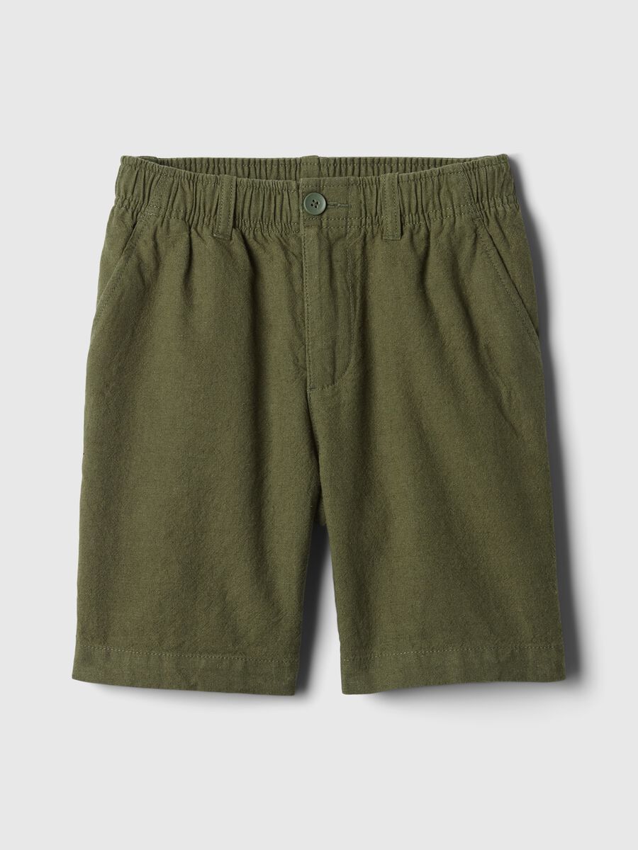 Bermuda in lino e viscosa con vita stretch Bambino_3