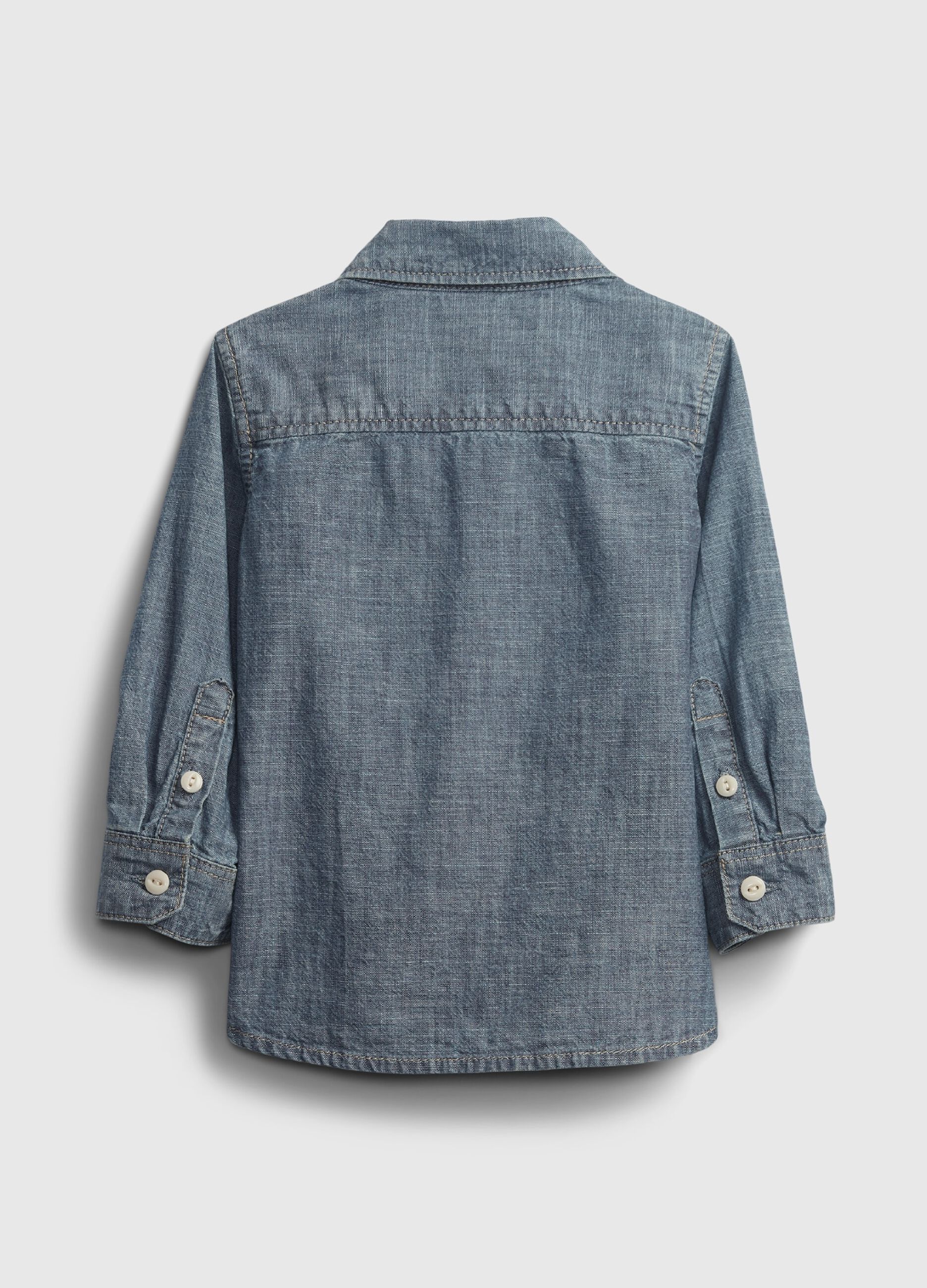 Chambray shirt with embroiderd bear_1