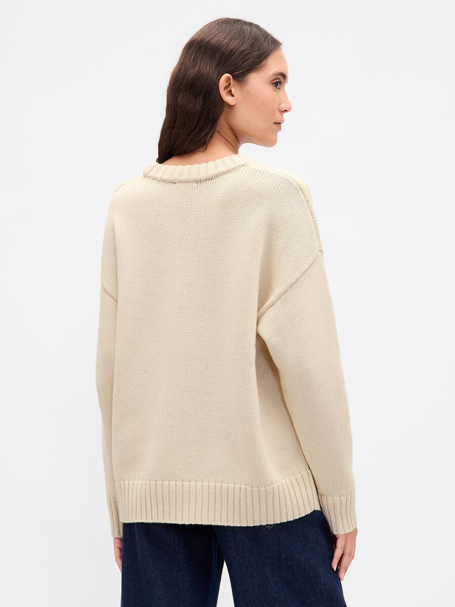 Pullover beige in cotone Donna_2