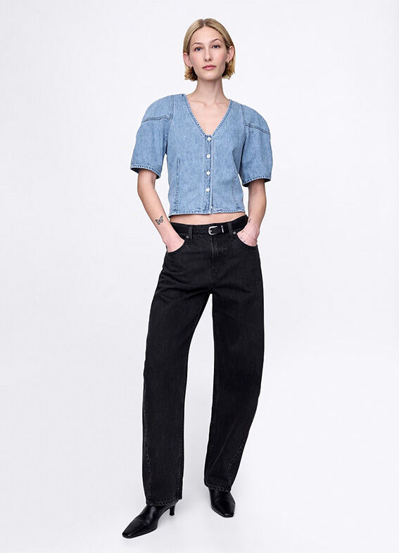 Blusa denim in puro cotone _2