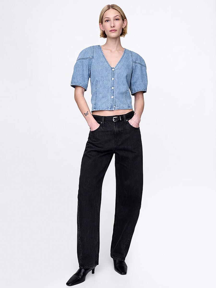 Blusa denim in puro cotone  Donna_2