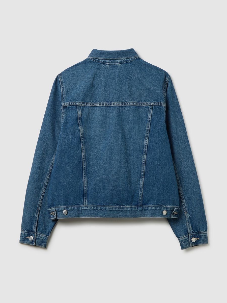 Giacca corta in denim acid wash Donna_1