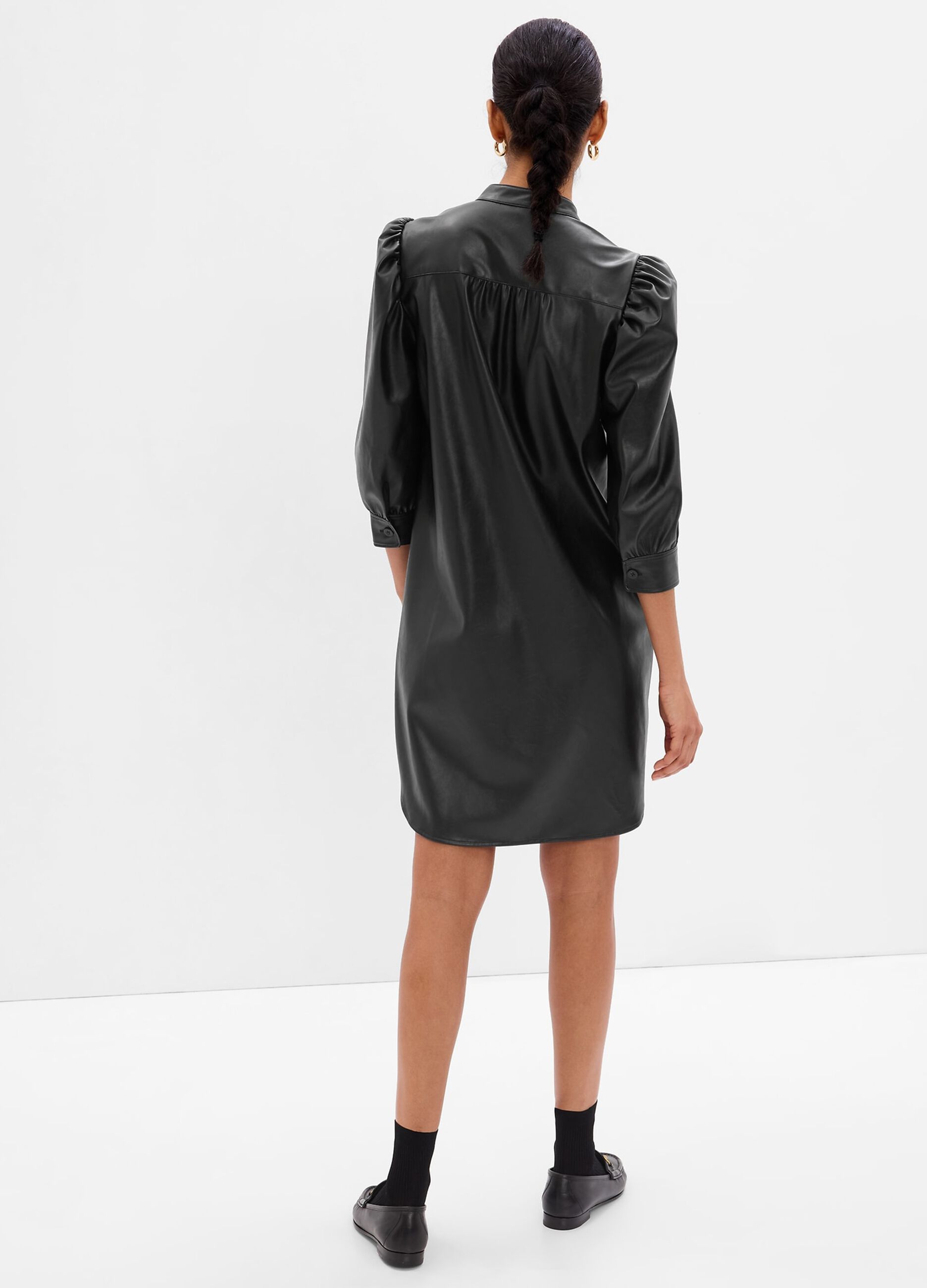 Shirt dress with puff sleeves_2