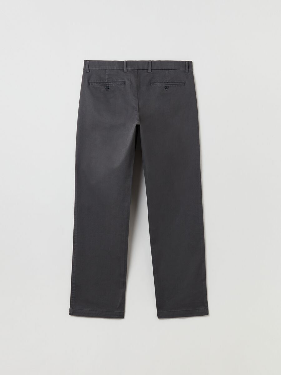 Pantaloni straight fit in cotone stretch Uomo_2