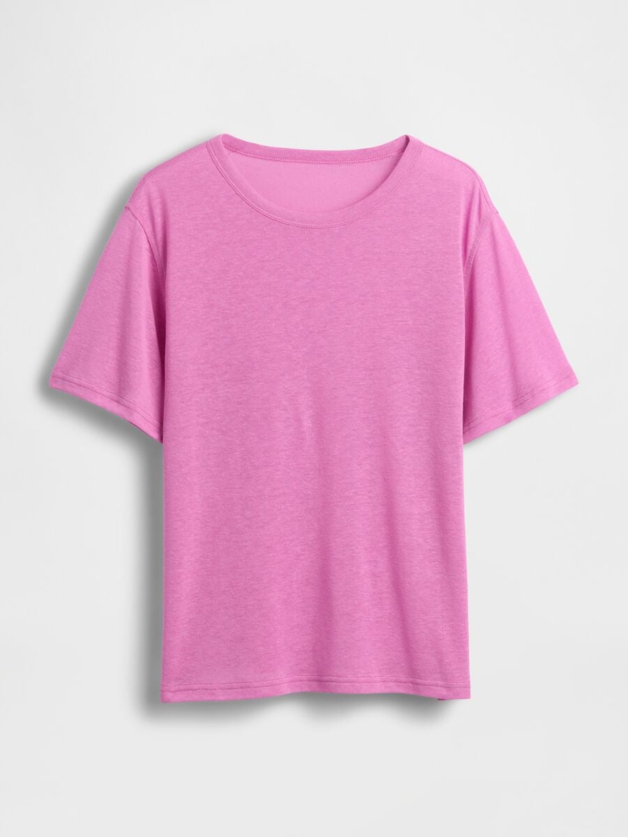 T-shirt a maniche corte in misto lino Donna_3