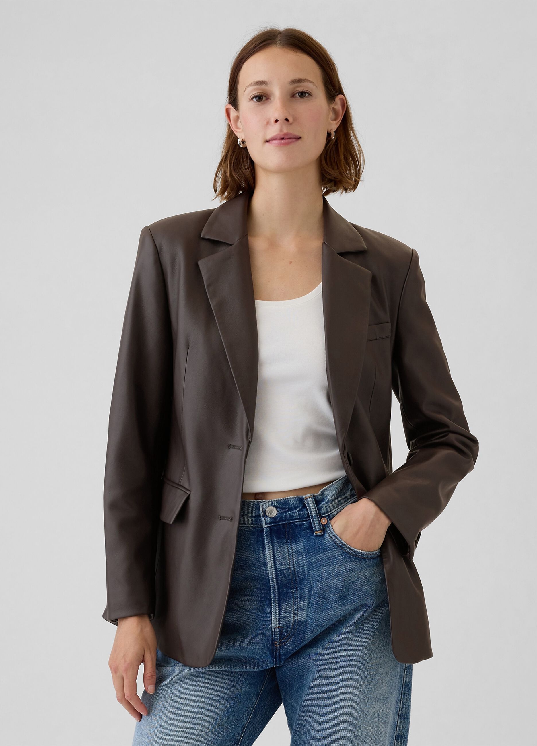 Blazer monopetto effetto lucido