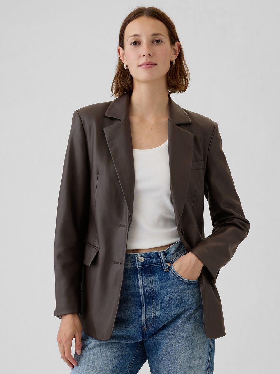 Blazer monopetto effetto lucido Donna_0
