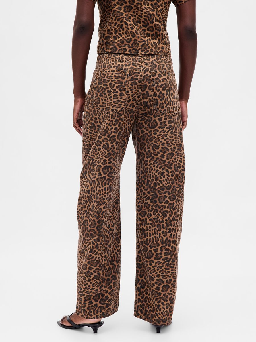 Pantaloni marroni leopardati in cotone Donna_2