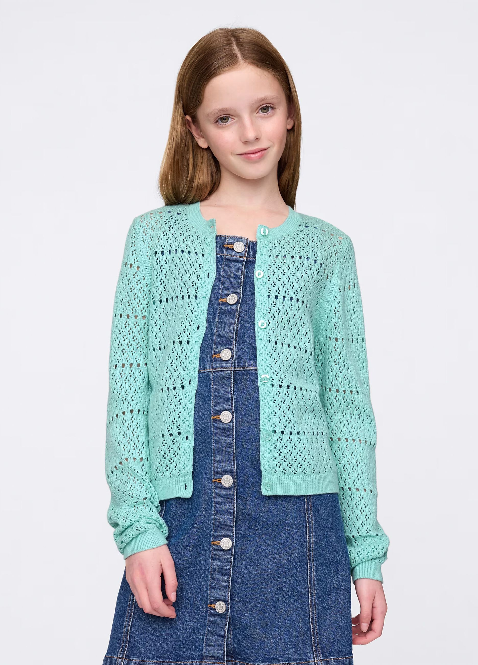 Cardigan verde con lavorazione traforata