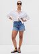 Shorts girlfriend in denim con orlo a vivo_3