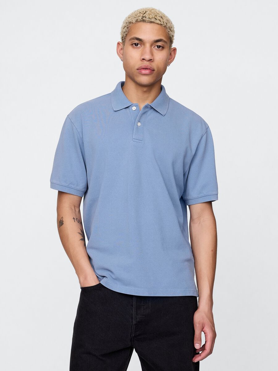 Polo a maniche corte azzurra in cotone Gap Uomo_0