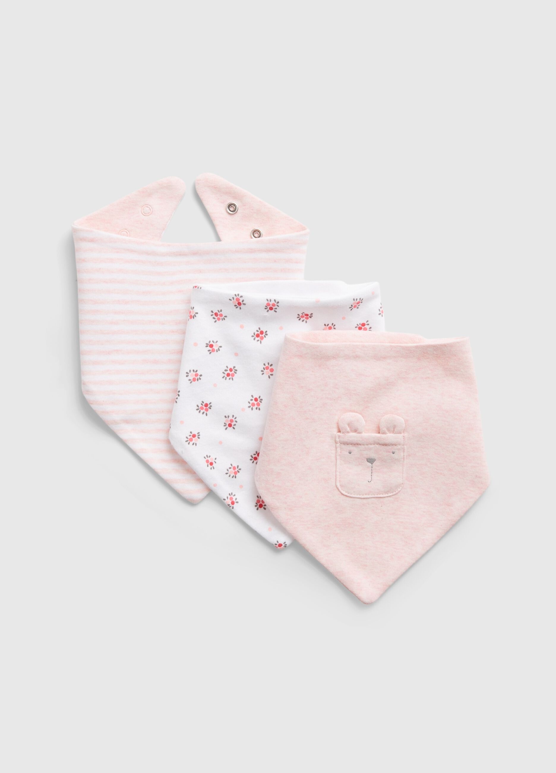 Three-pack of bandana bibs with teddy bears