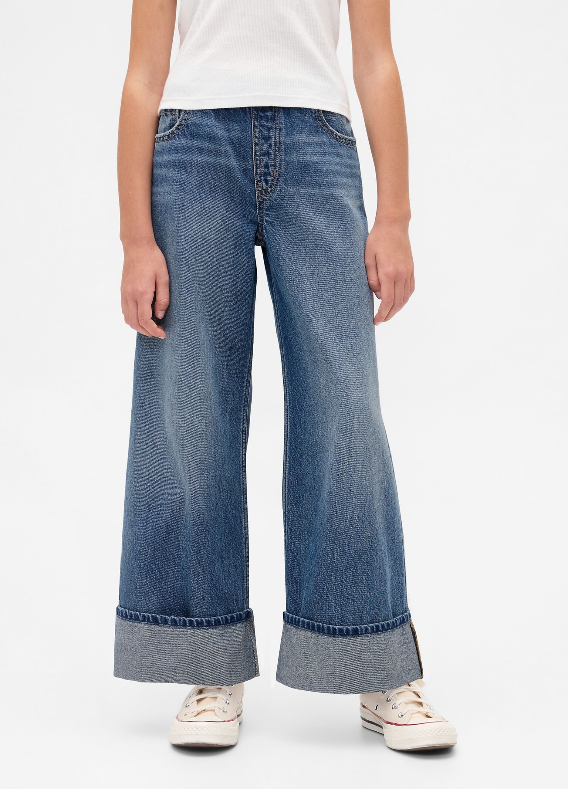Jeans ampi in denim per bambina_1
