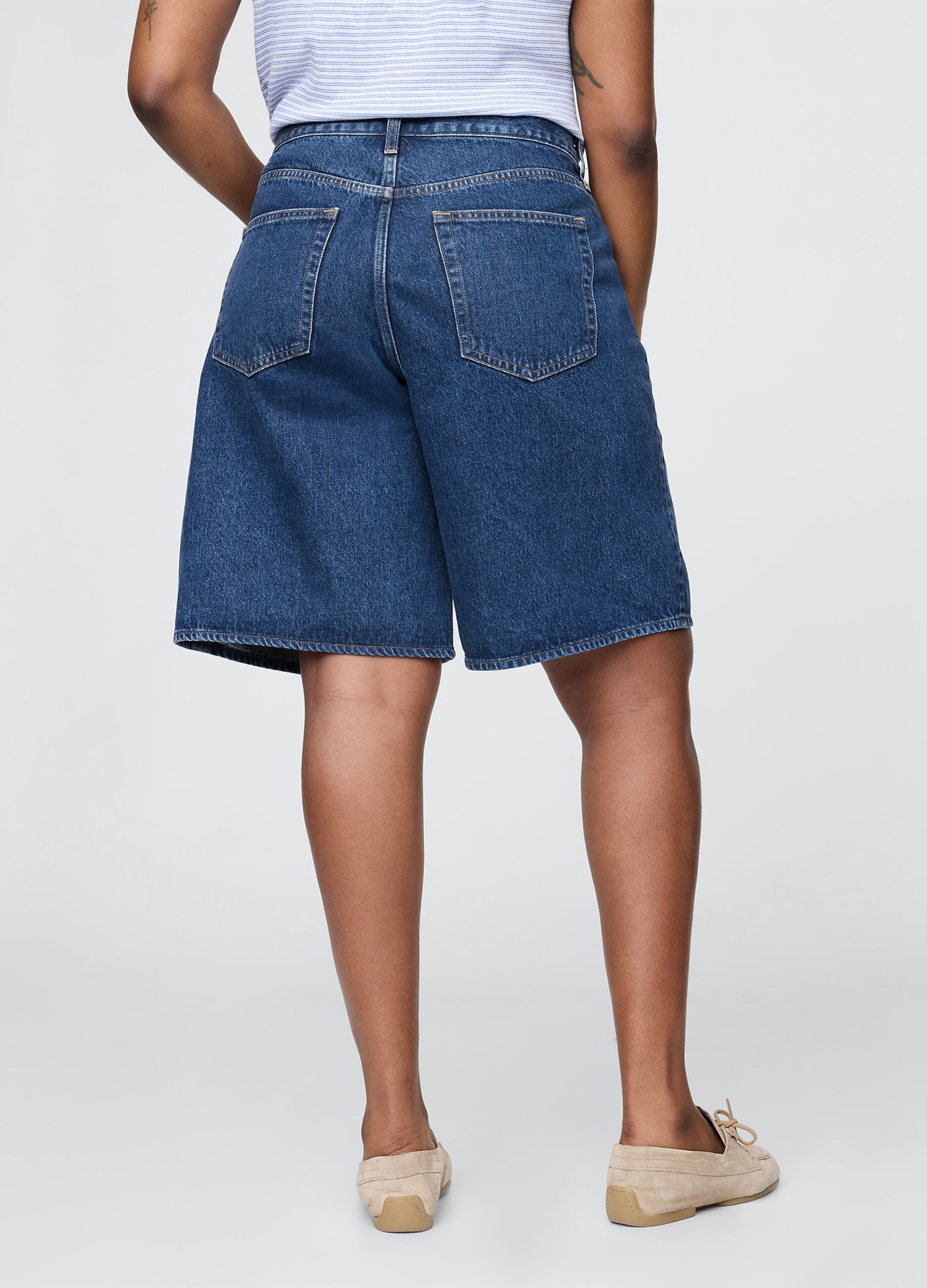 Pantaloncini in denim blu_5