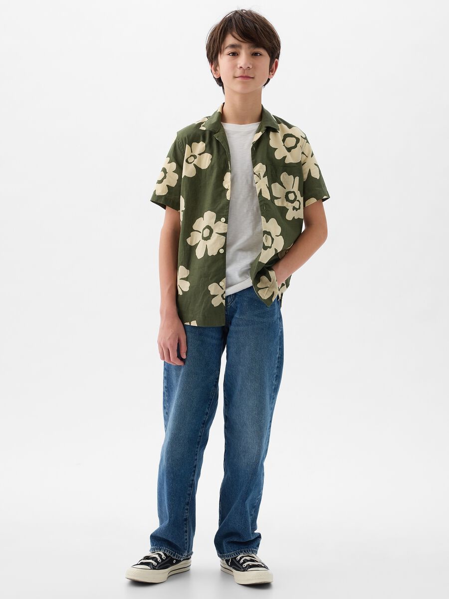 Cotton dobby shirt with pattern Boy_0