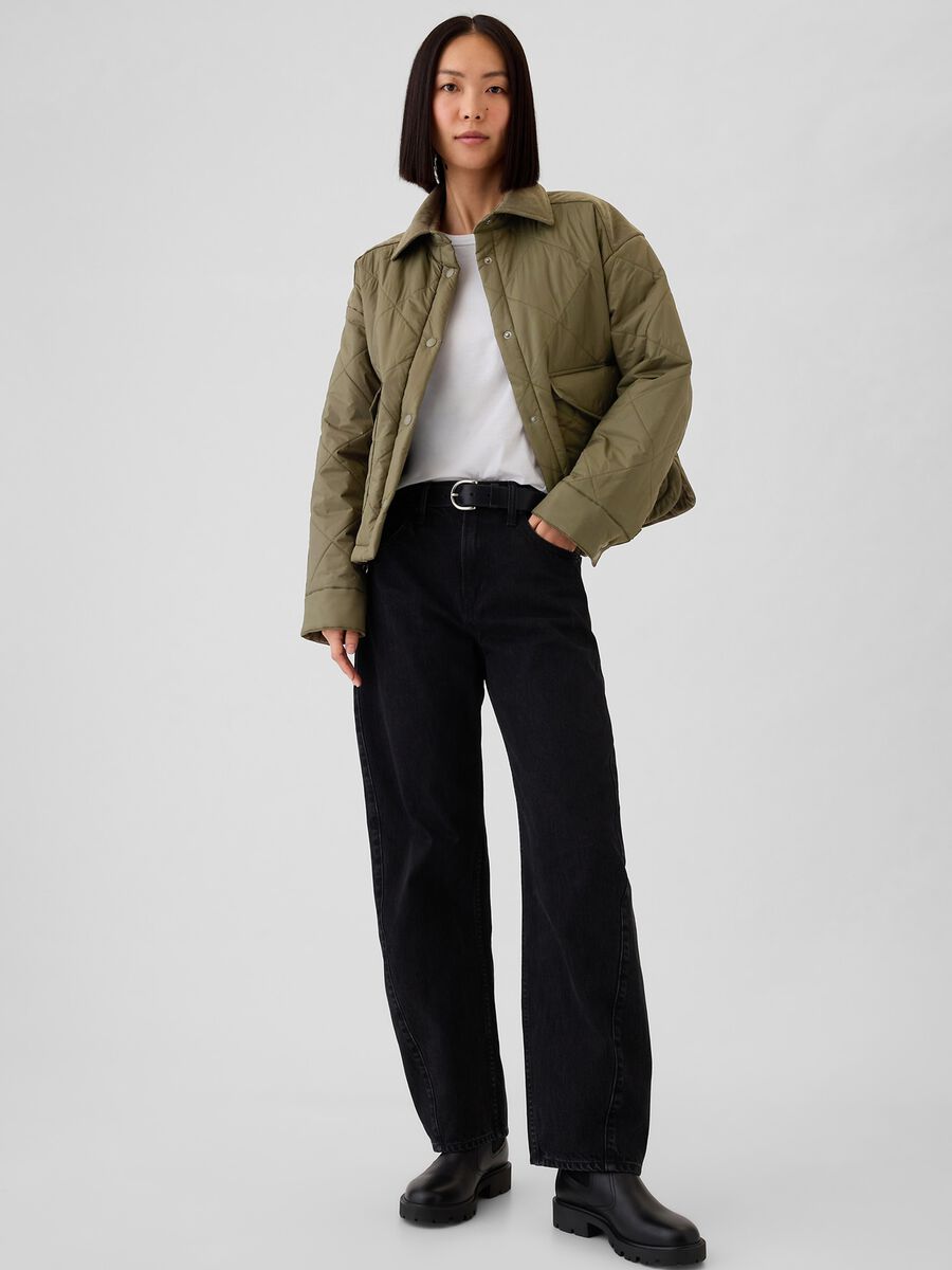 Giacca corta trapuntata con dettagli in corduroy Donna_1