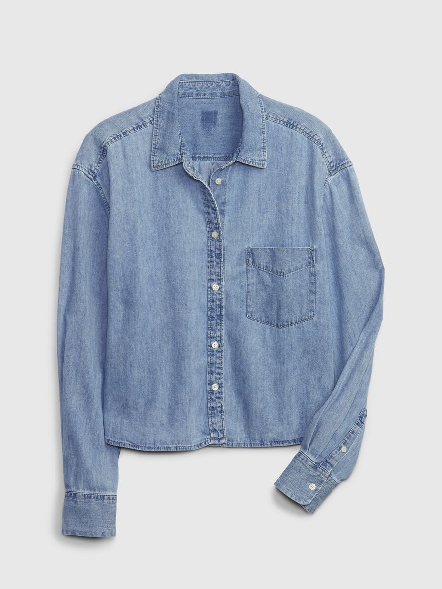Camicia crop in denim Donna_5