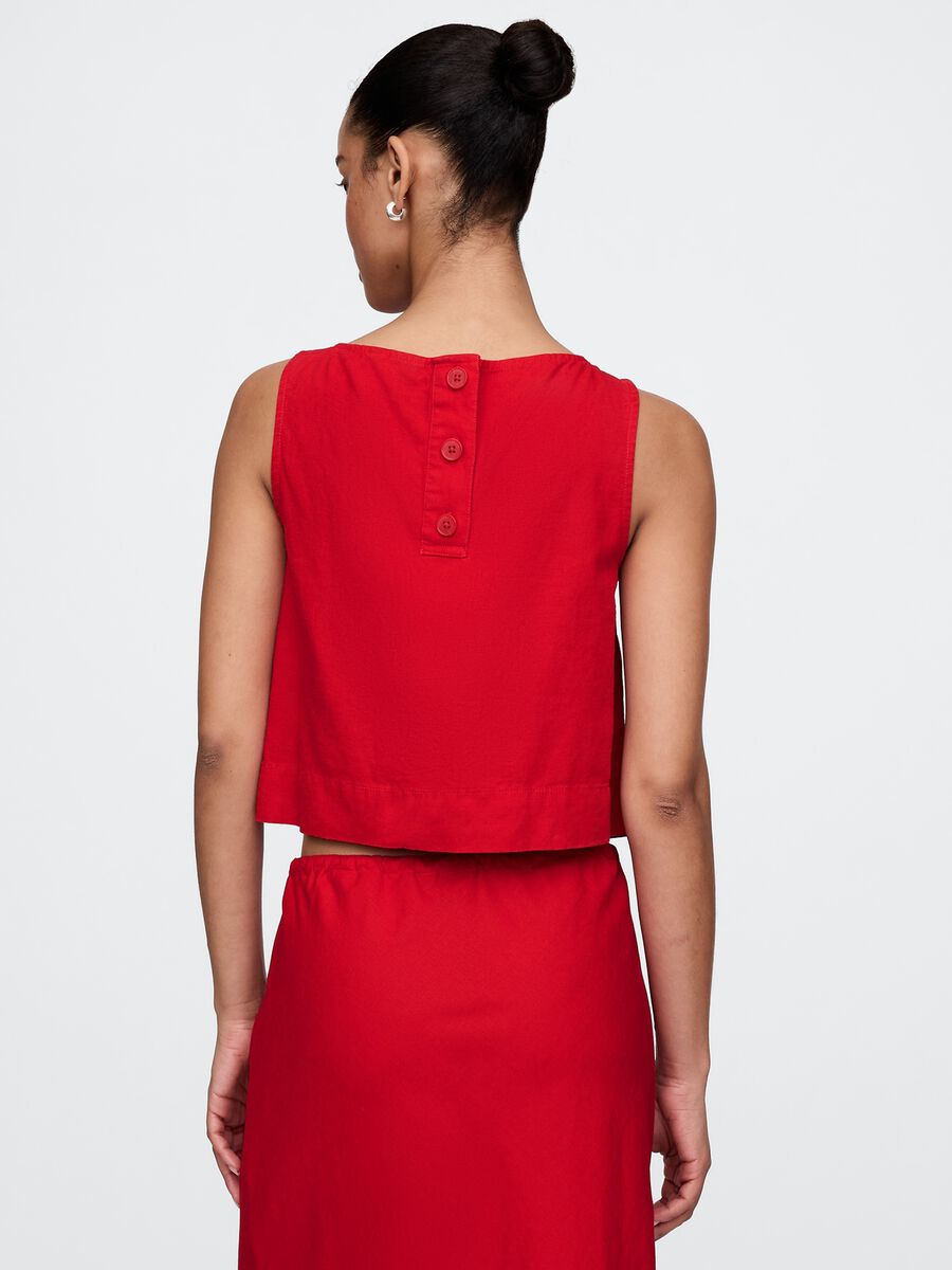 Red Linen and Viscose Tank Top Woman_2