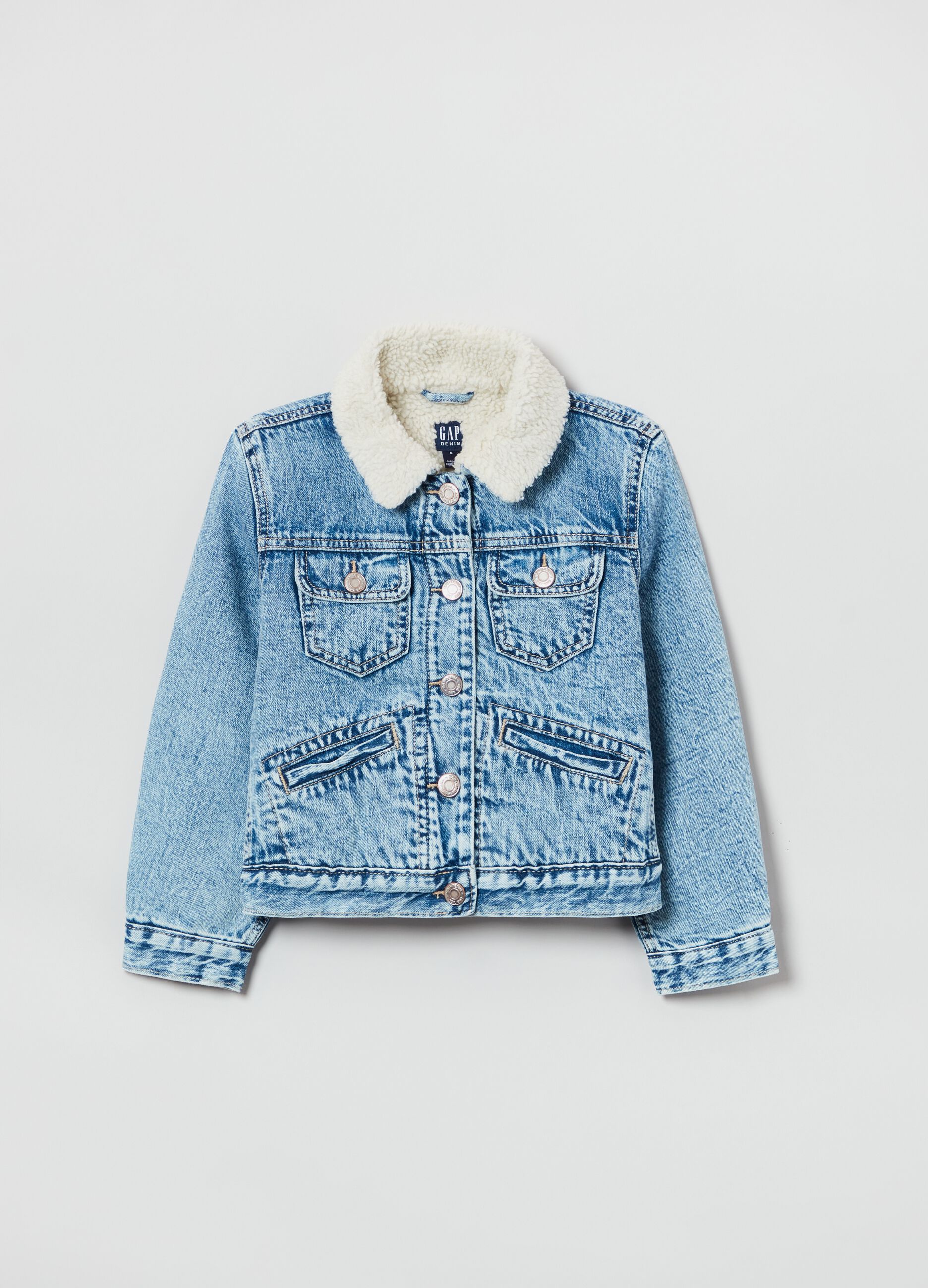 Denim jacket with sherpa lining