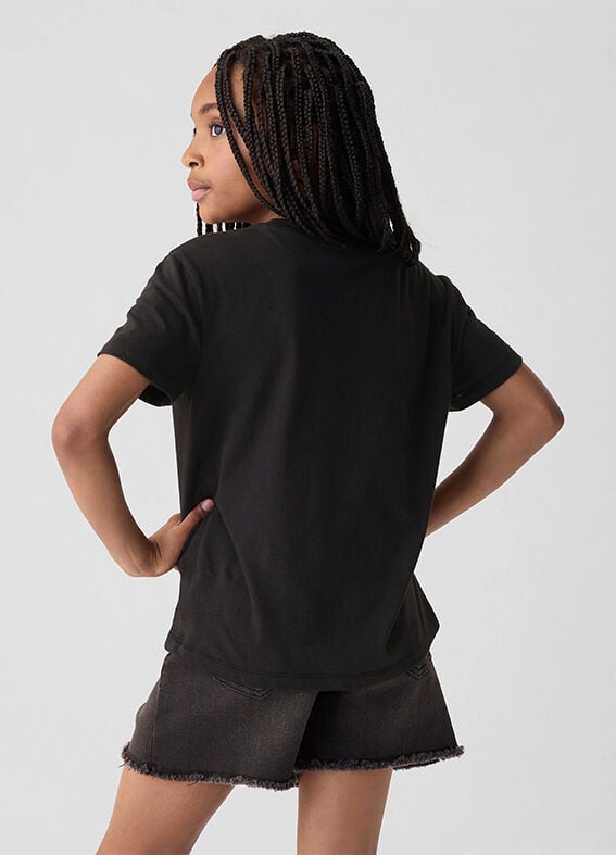T-shirt nera con stampa floreale_2