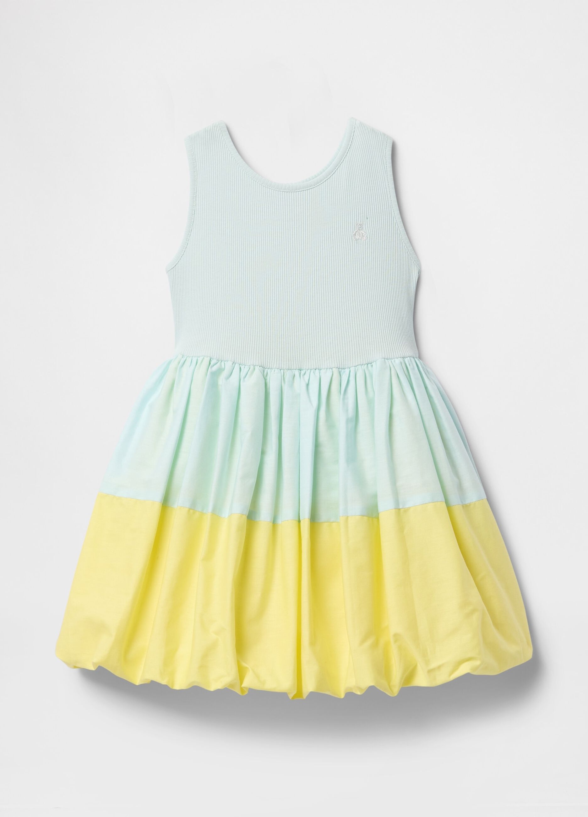 Vestito estivo bicolore verde e giallo per bambina_2