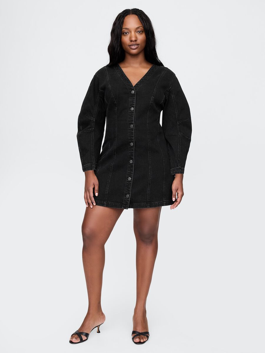 Abito denim nero con bottoni Gap Donna_4