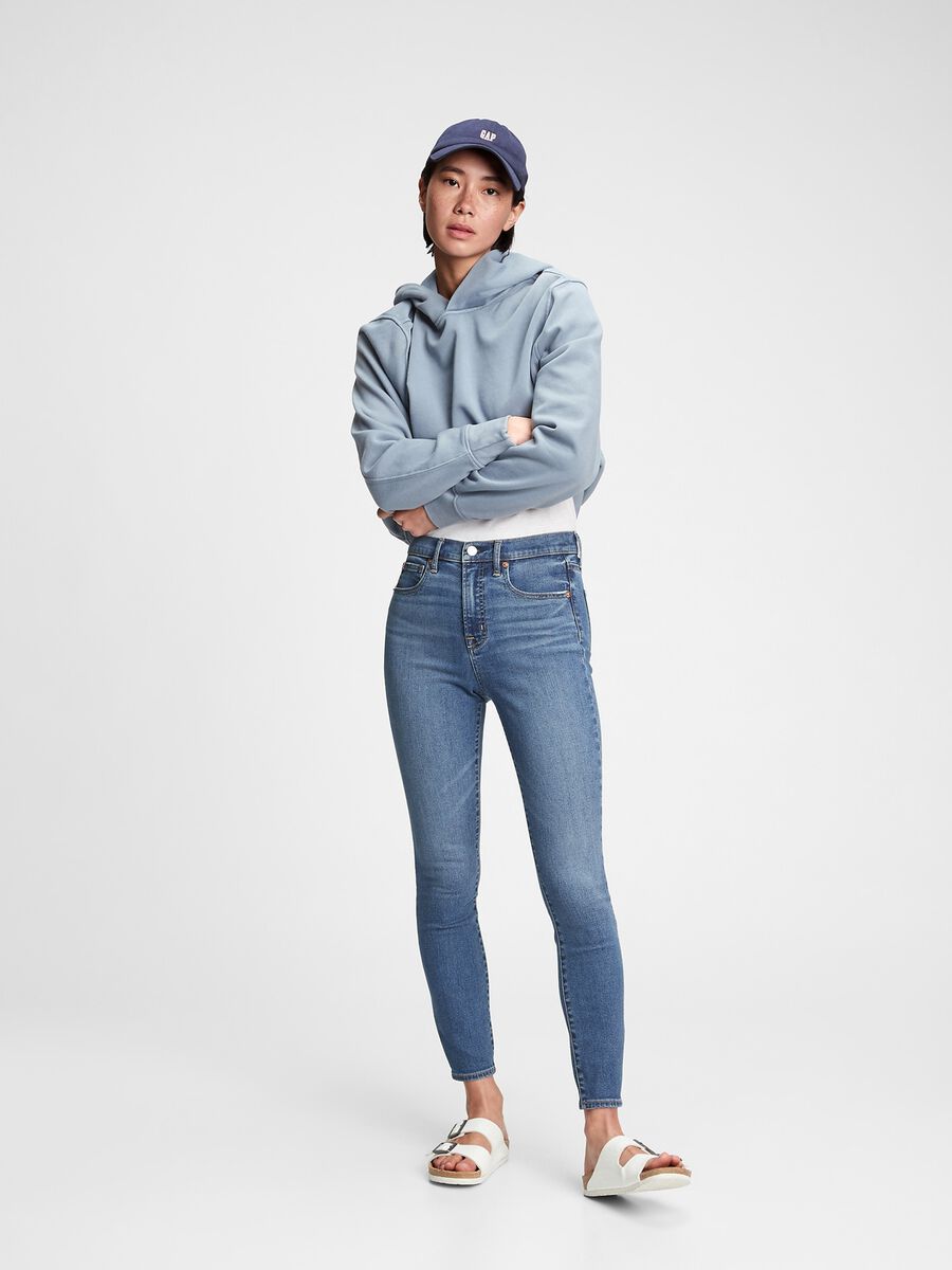 High-waisted skinny-fit jeans with fading Woman_0