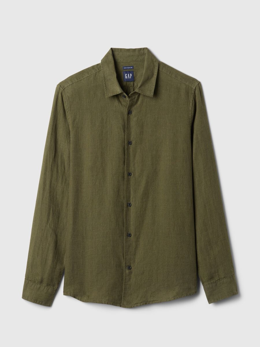 Camicia regular fit in lino Uomo_3