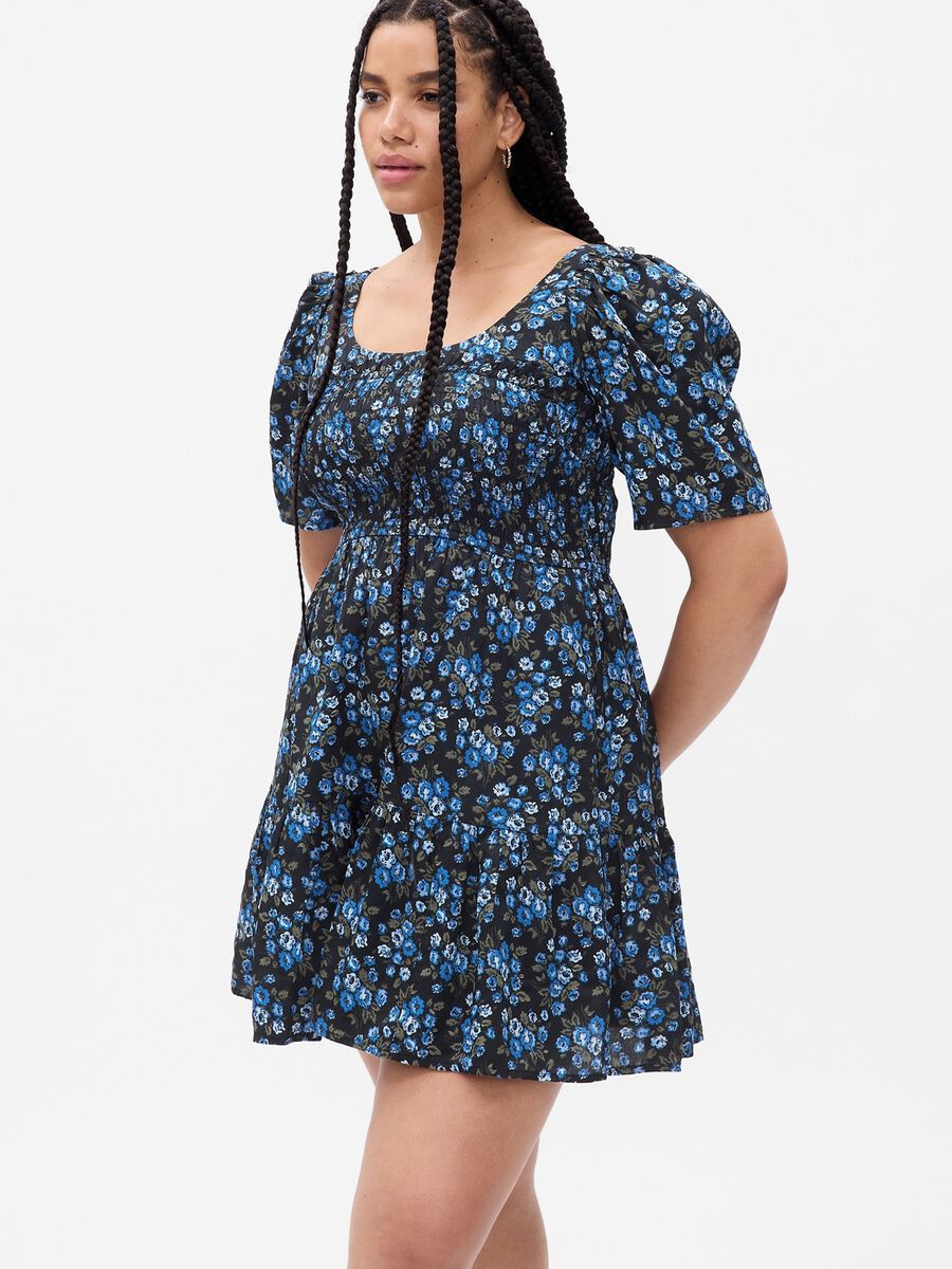 Short floral dress with puff sleeves Woman_3