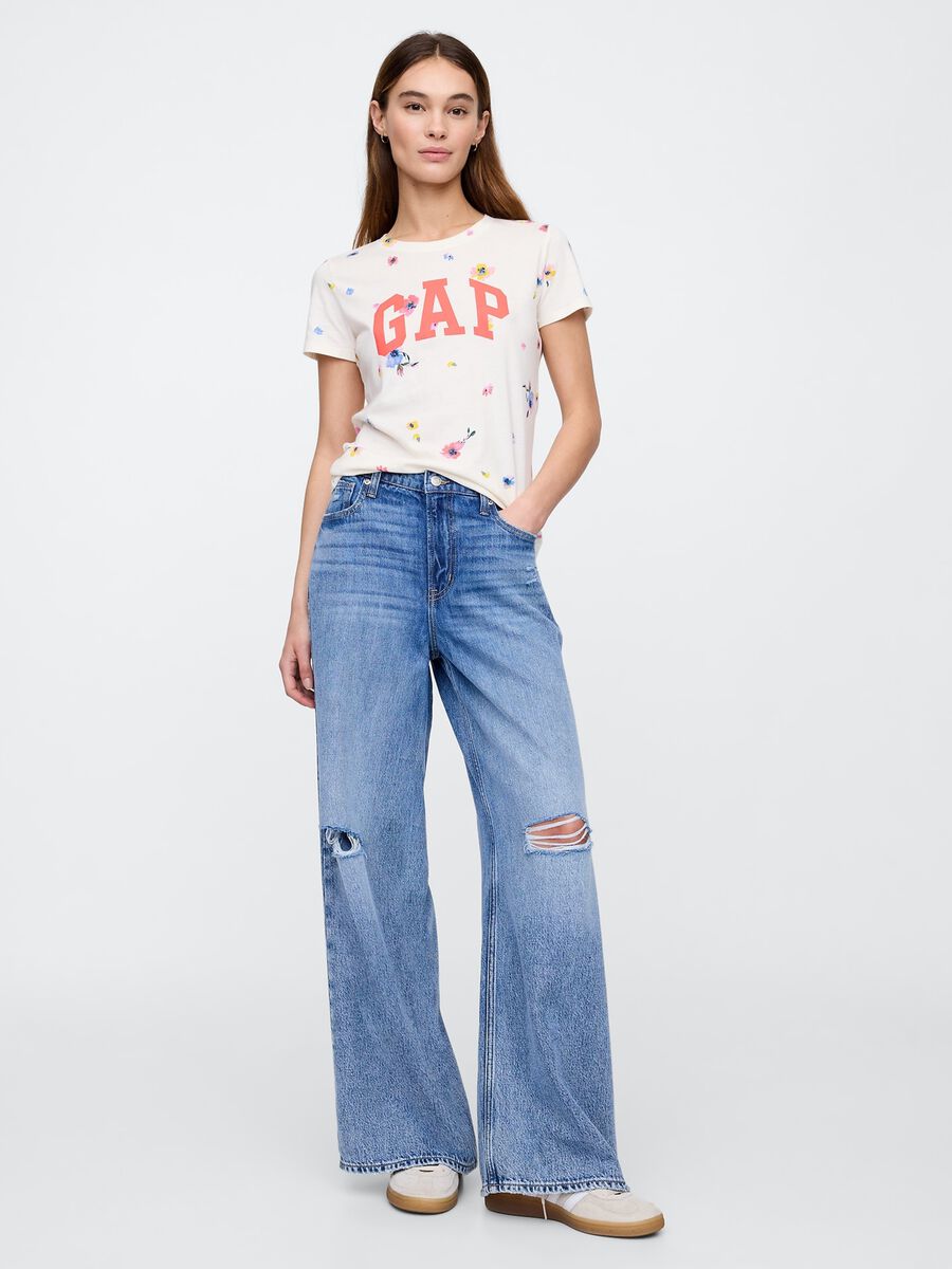 Gap White Floral Cotton T-Shirt Woman_1