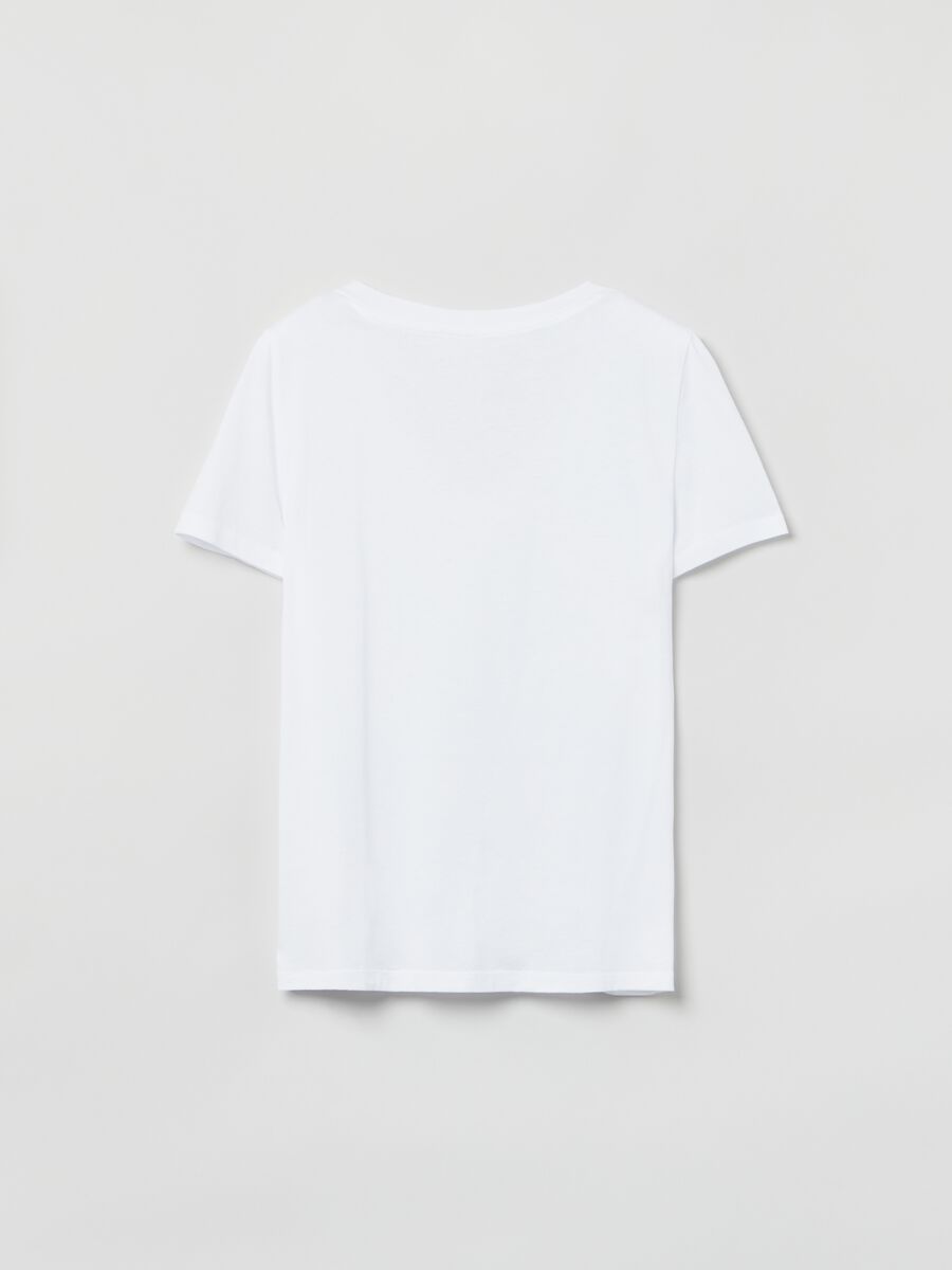 T-shirt in cotone con scollo a V Donna_2