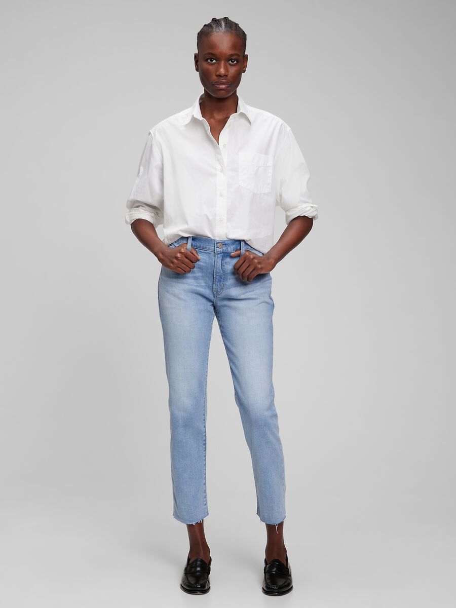Girlfriend jeans with raw edging Woman_0