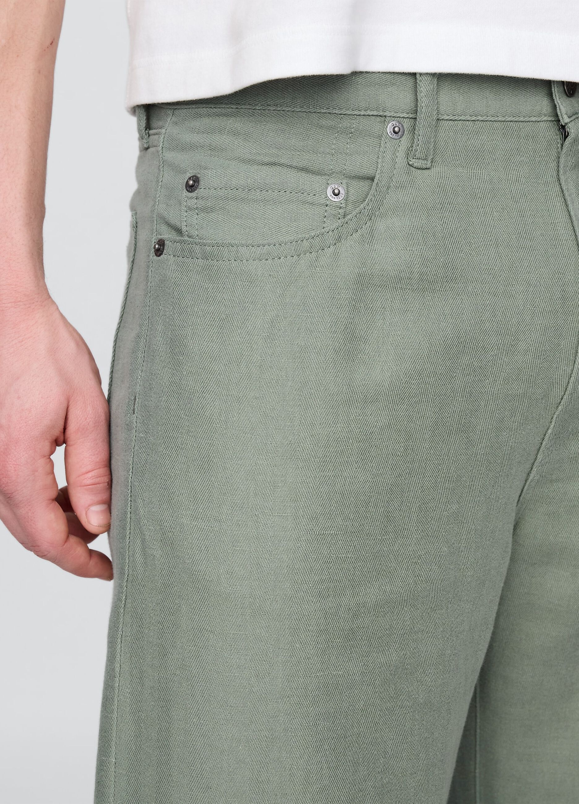 Pantaloni verde chiaro in misto tessuto_4