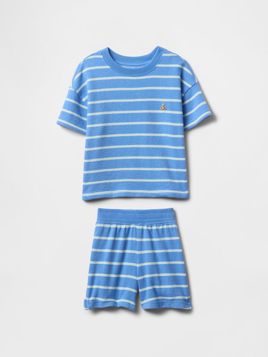 Set estivo in maglia a righe blu e bianche per bambini Bimbo_1