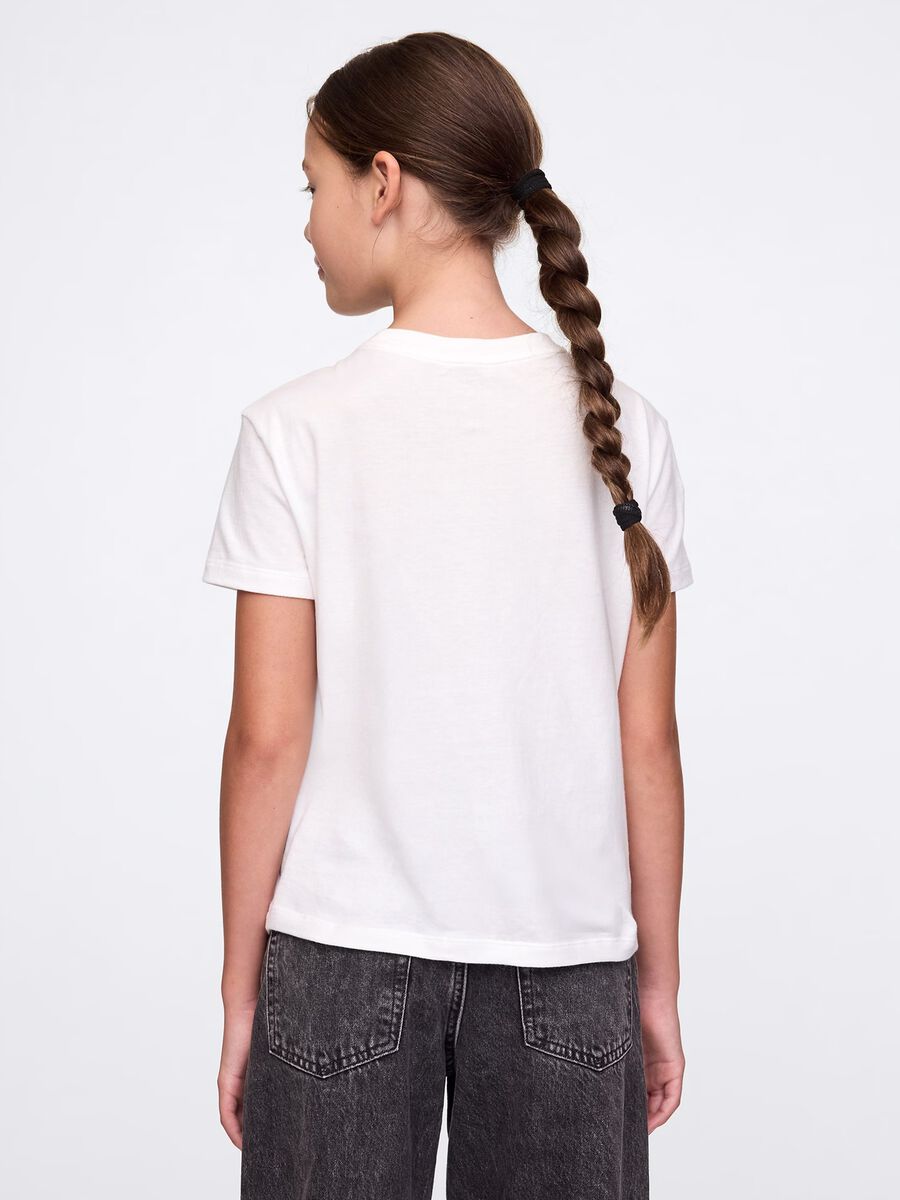 T-shirt a maniche corte bianca in cotone per ragazze GAP Kids Bambina_1