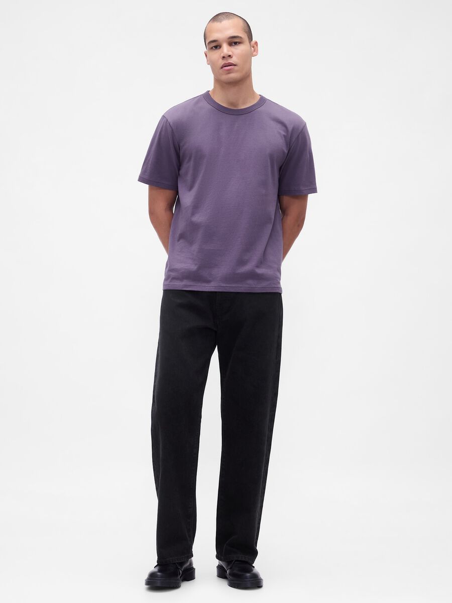 Purple short-sleeve cotton T-shirt Man_2