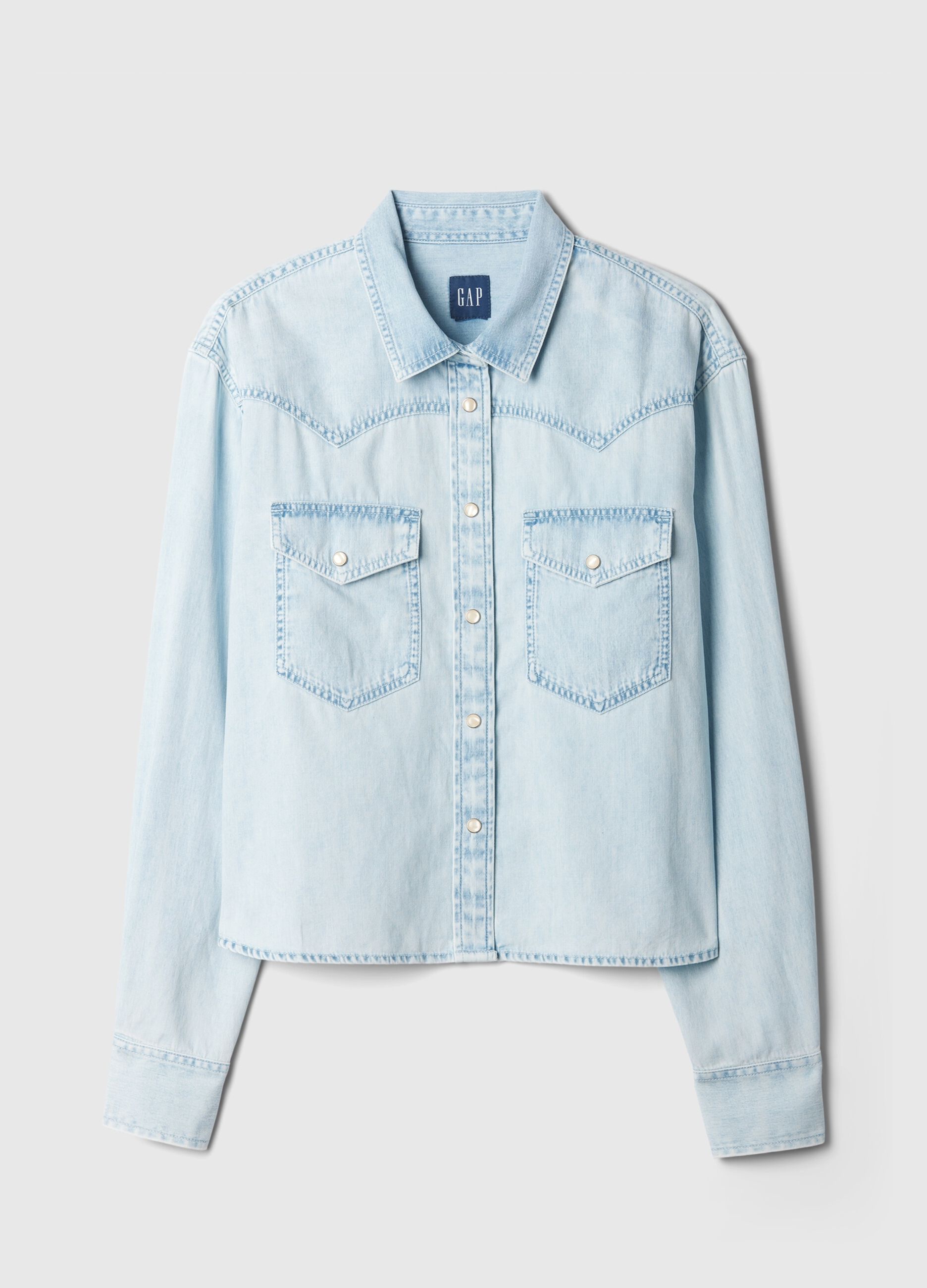 Camicia cropped western in denim_4