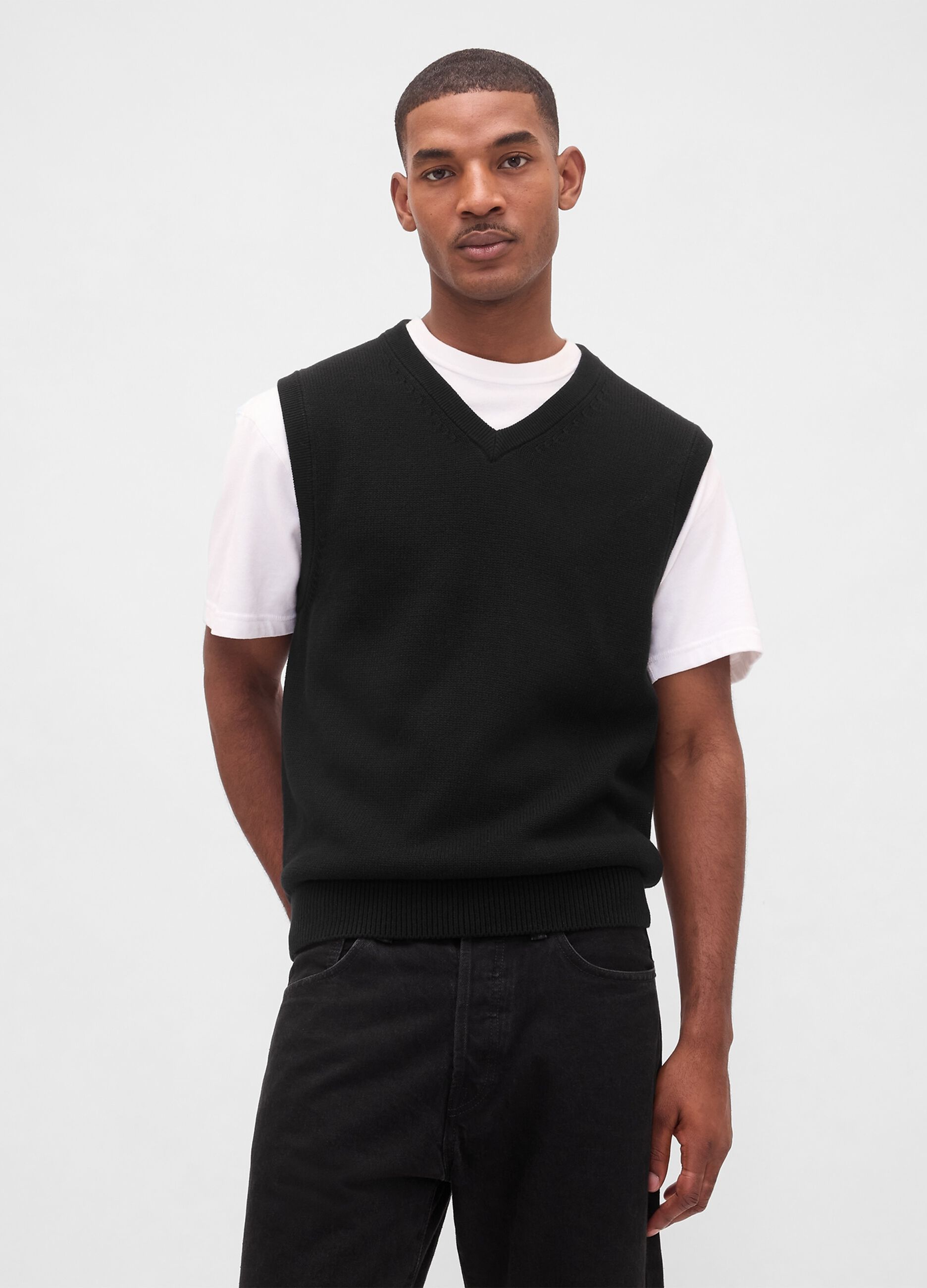 Gilet nero in puro cotone