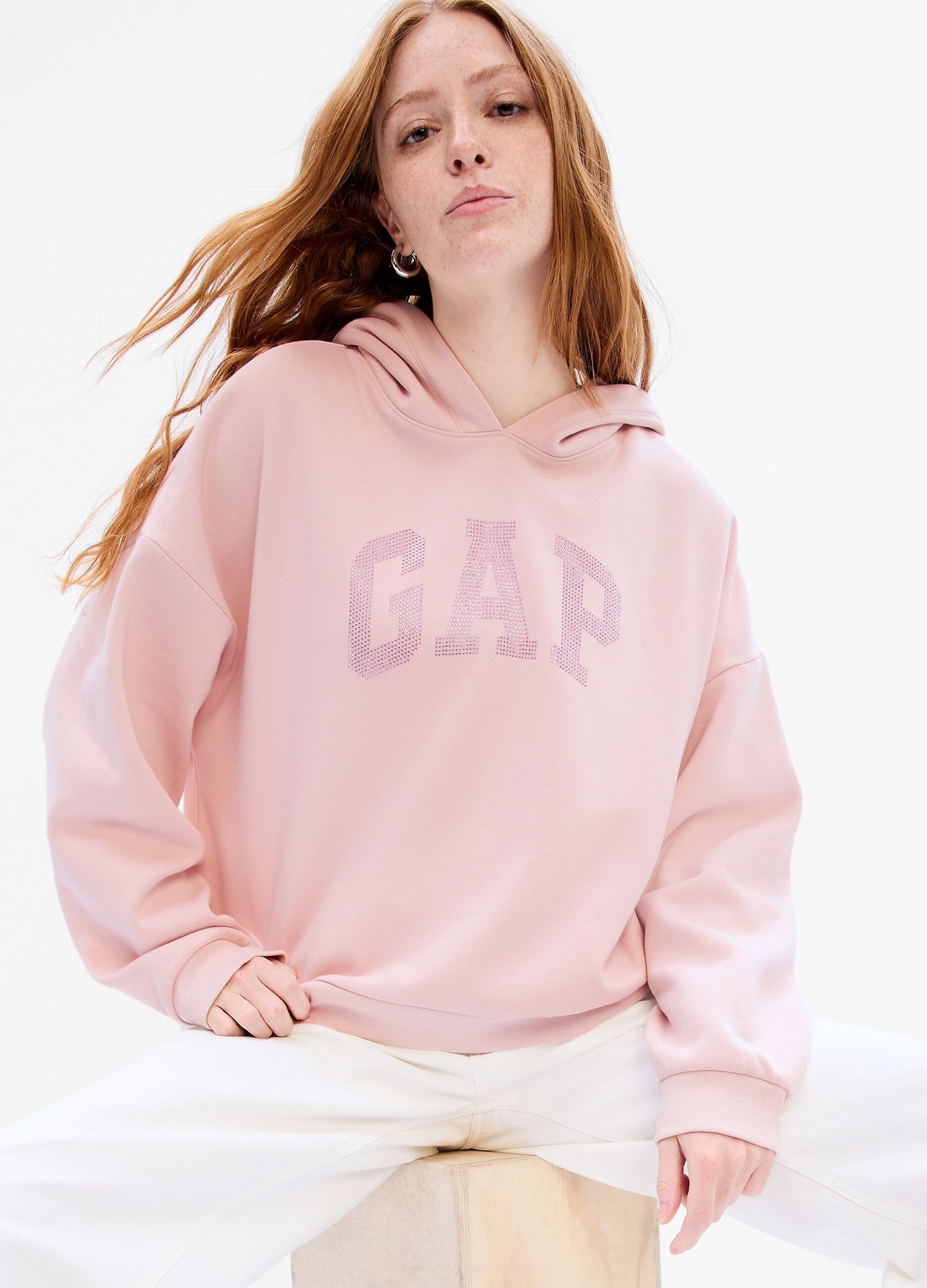 Felpa oversize con logo in strass