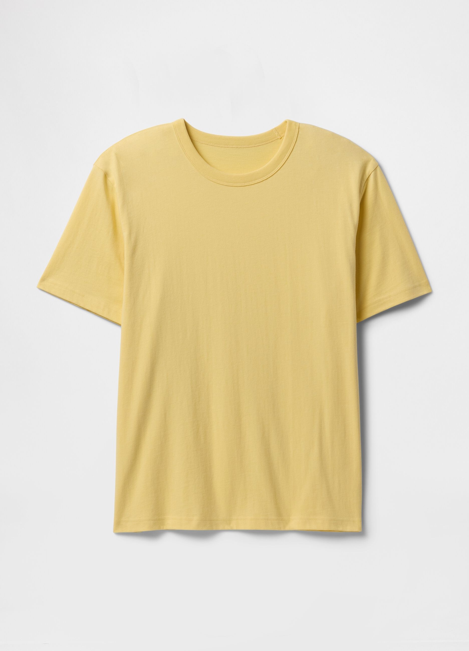 T-shirt a maniche corte gialla in cotone_4