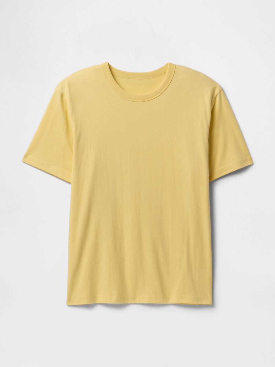 Short Sleeve Yellow Cotton T-shirt Man_4