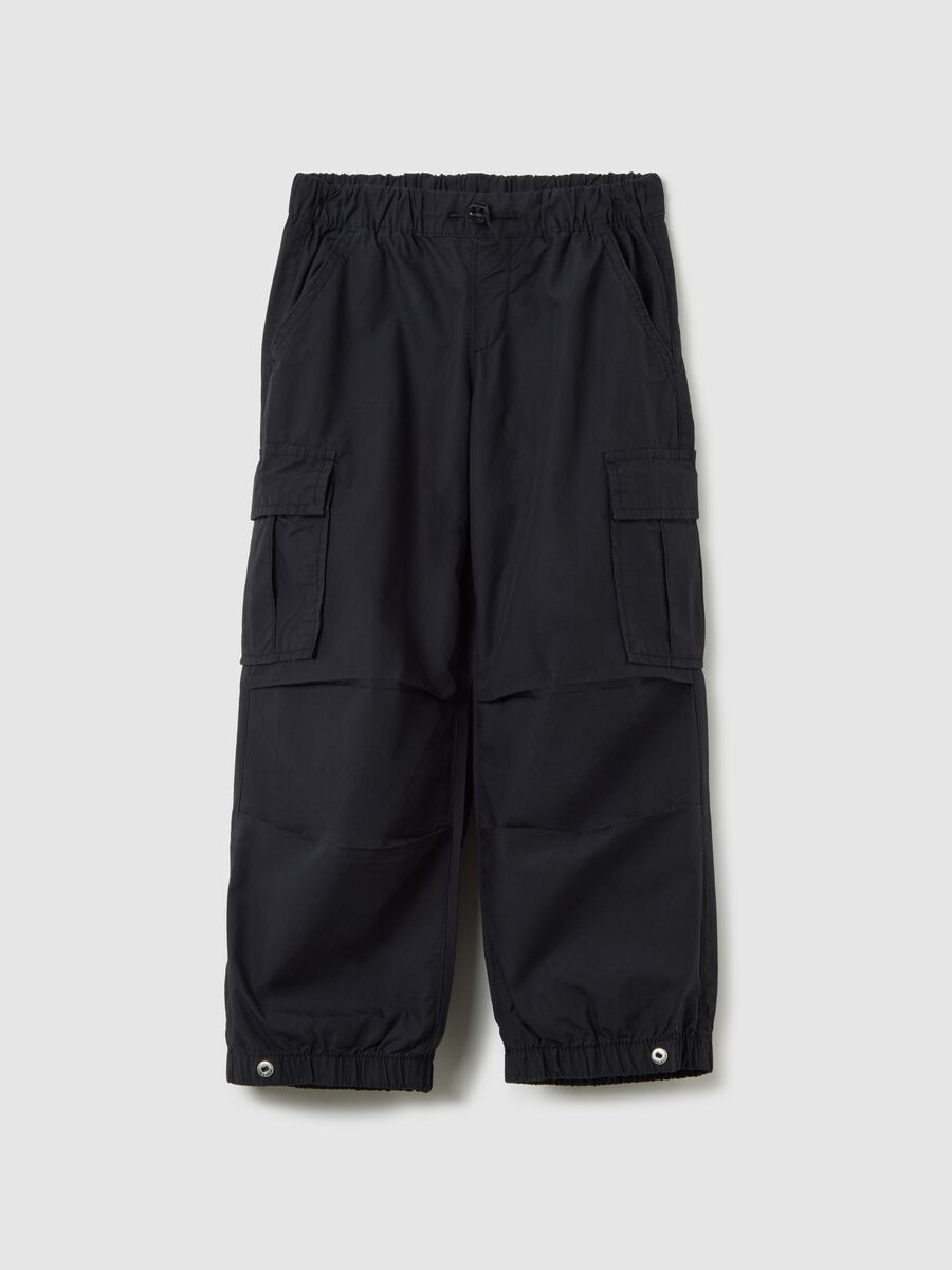 Cargo joggers in cotton with drawstring Girl_0