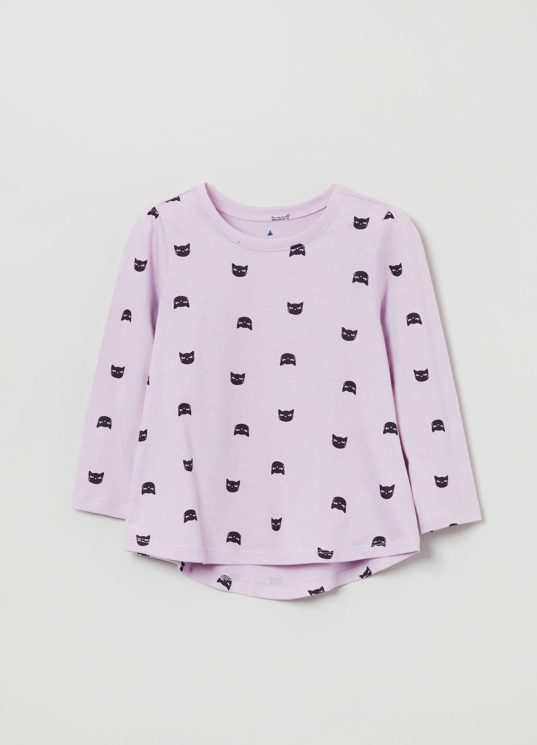 Long-sleeved T-shirt with kittens print