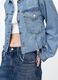Giacca cropped in denim con bordi sfrangiati_3