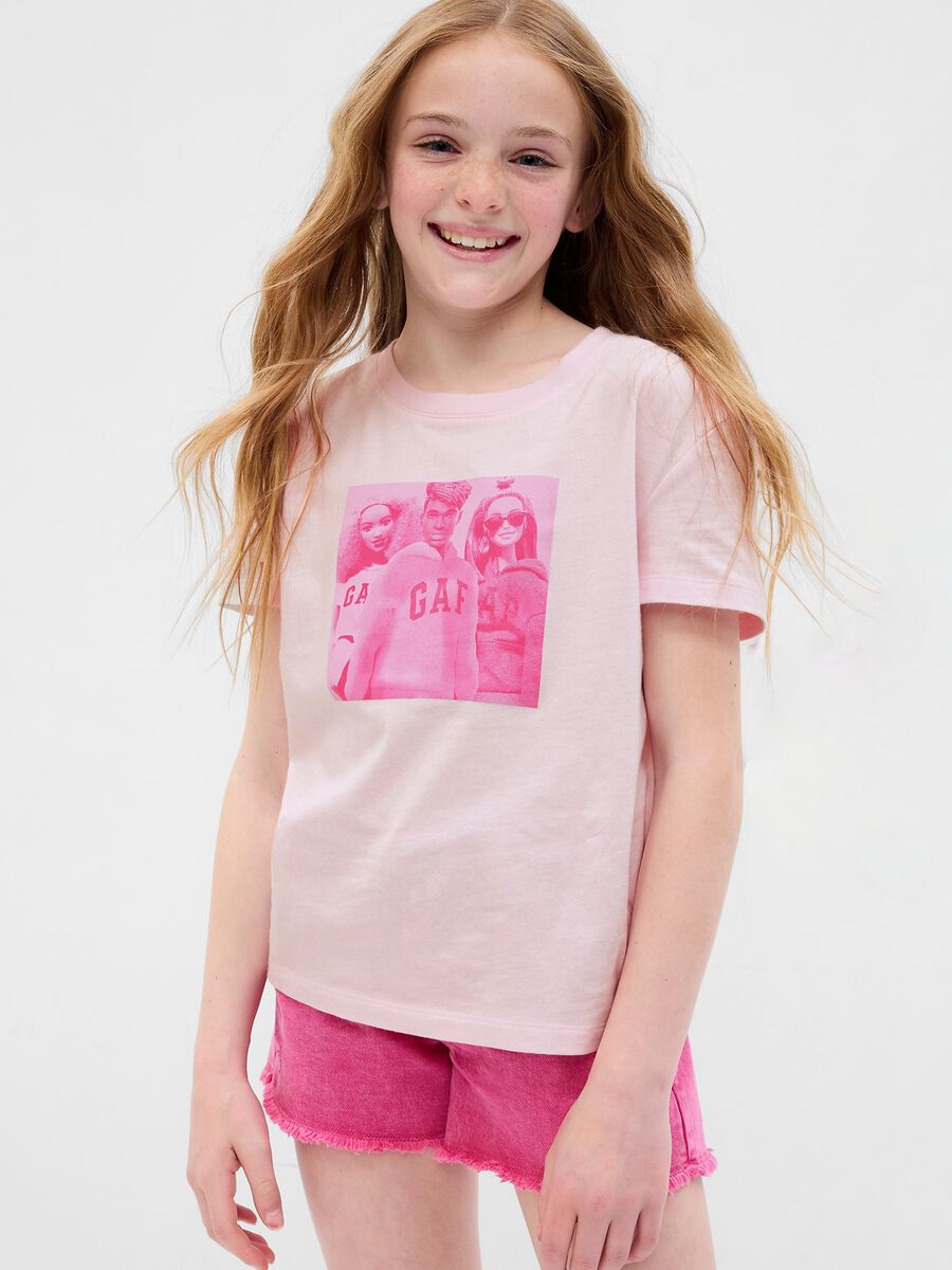 T-shirt girocollo con stampa Barbie™ Bambina_0