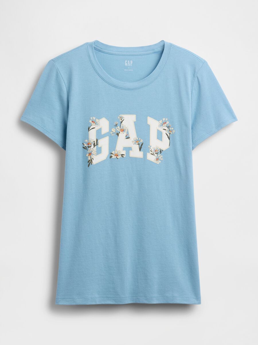 T-shirt azzurra a maniche corte in cotone Donna_3