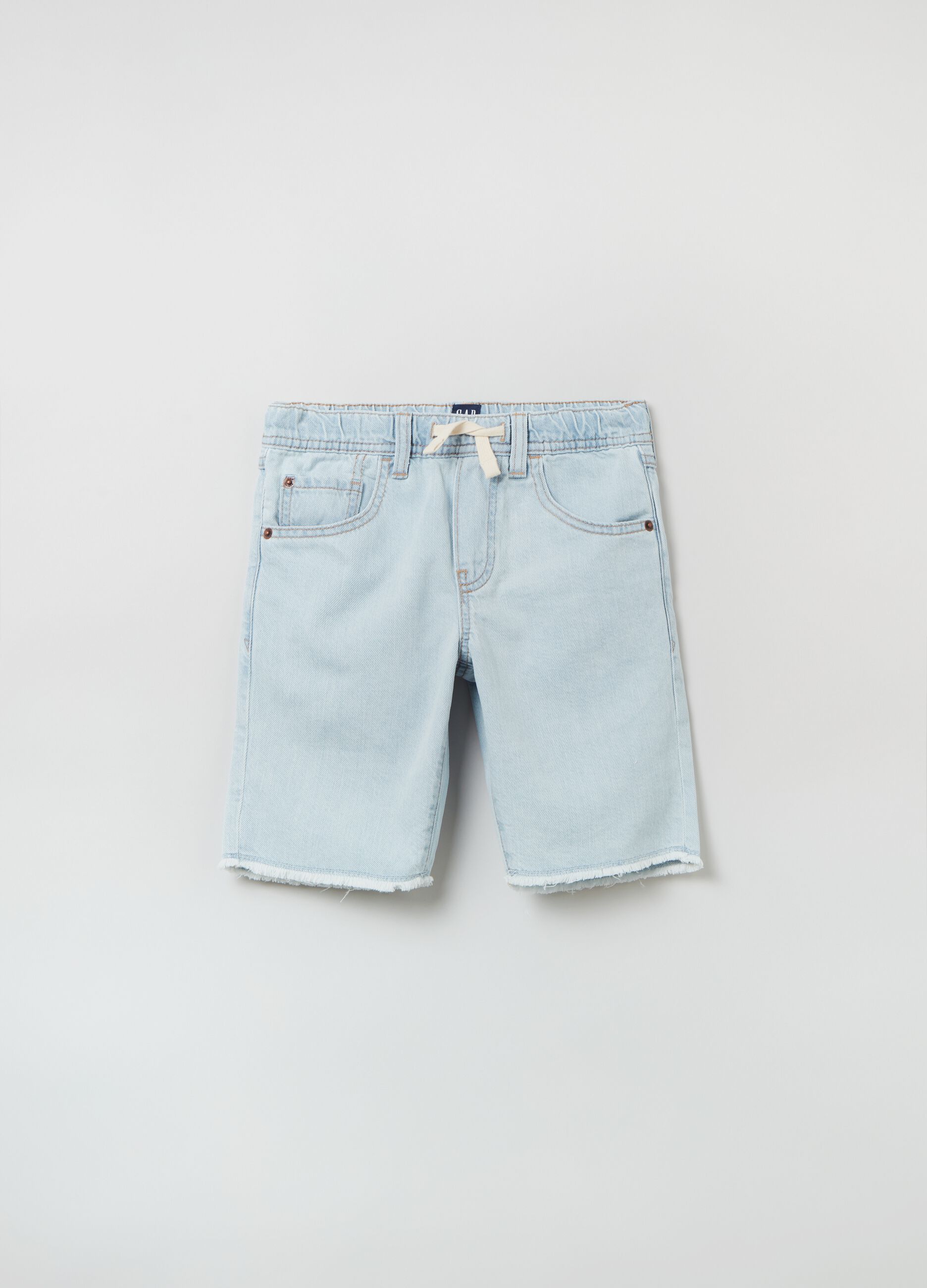 Bermuda in denim con coulisse