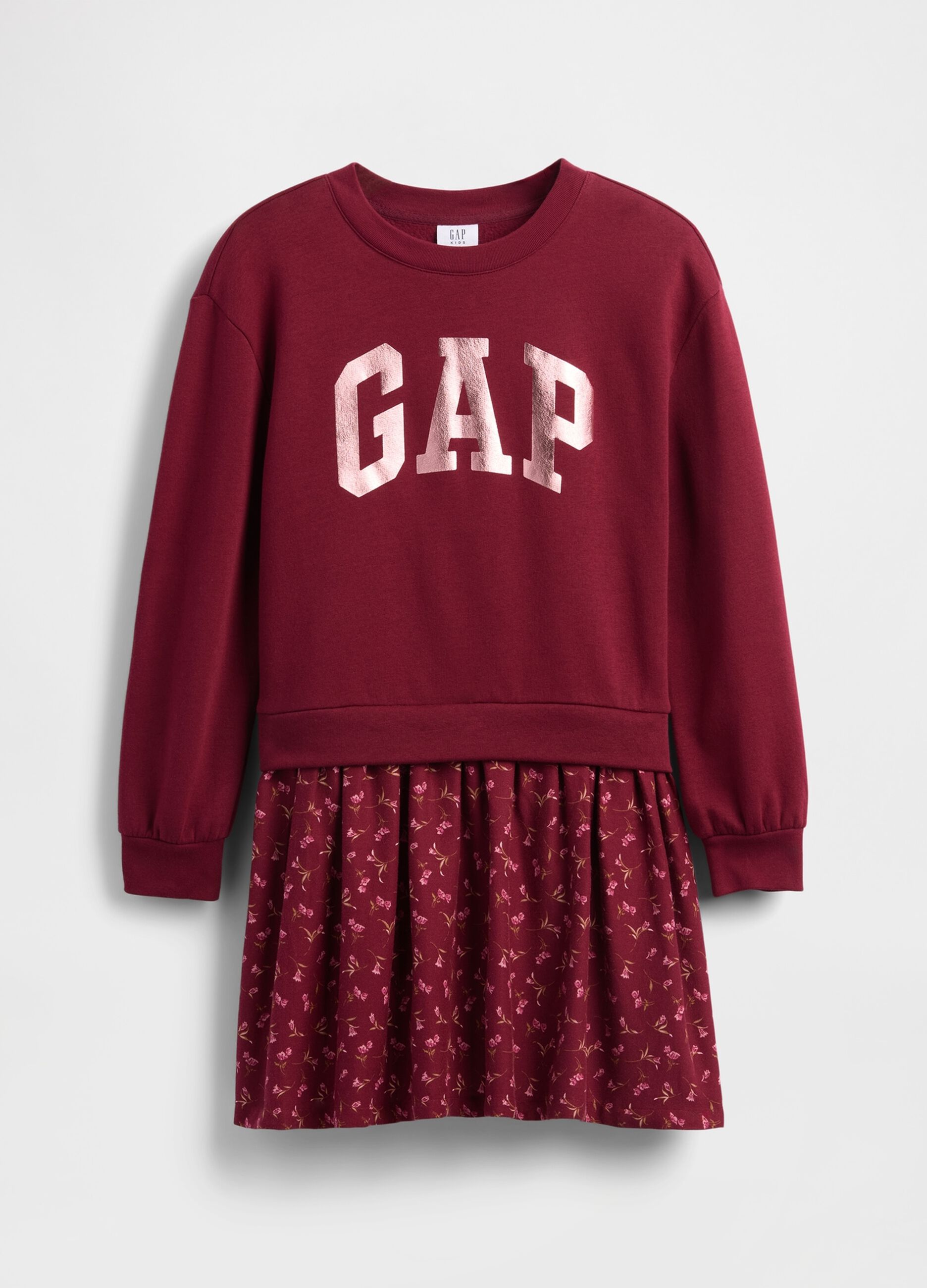 Vestito rosso per bambina con scollo rotondo_2