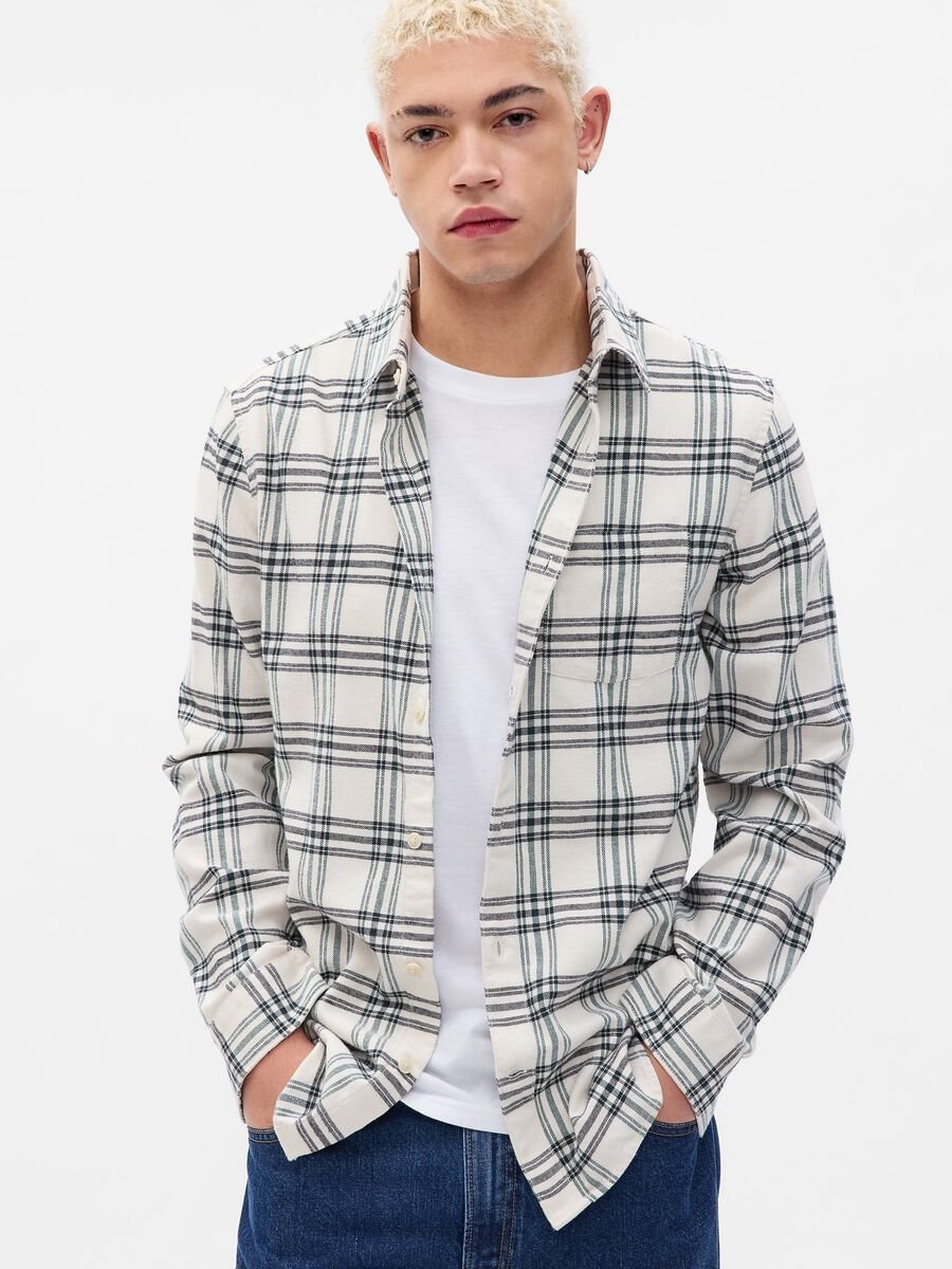 Regular-fit shirt in flannel with check pattern Man_0